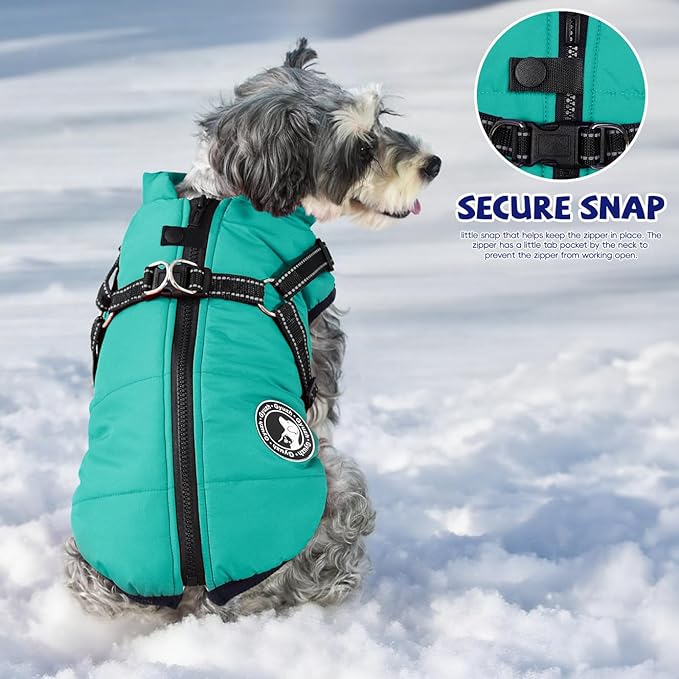 Gyuzh Dog Coat with Harness Puppy Coats Small Dog Harness Jacket Winter Waterproof Jackets for Smal Medium Large Dogs
