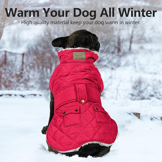 KYEESE Dog Coat Soft Pet Sweater for Cold Weather Warm Pet Winter Puffer Coat with Leash Hole Waterproof Dogs Jacket with Fleece Lined Windproof Dog Coats for Small Dogs Thick Pets Clothes with Pocket