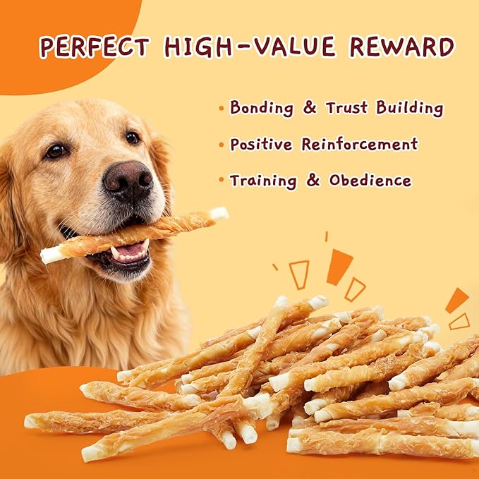 Jungle Calling Chicken Wrapped Rawhide Sticks Dog Treats, High-Protein, Grain-Free, Digestible Dog Chews for Small, Medium & Large Dogs, 21.2 oz