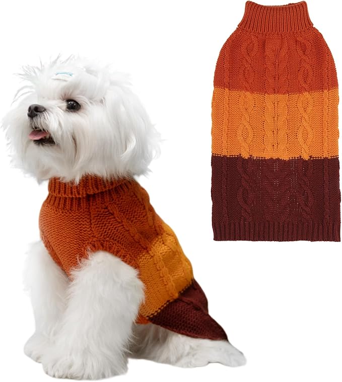 EXPAWLORER Dog Sweater - Large Dogs Fall Sweaters for Girls Boys,Classic Turtleneck Knitwear Dog Clothes for Cold Weather, Cable Knit Dogs Outfit,Coat,Pet Apparel(Orange,XL)
