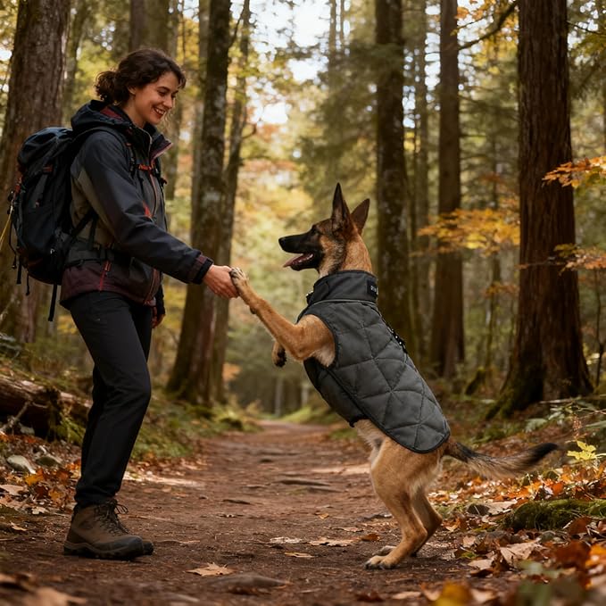 Weighted Dog Vest, Tactical Weight Coat with Beads for Dogs - Relieve Anxiety, Build Muscle & Optimize Health, Premium Heavy Duty Dog Training Jacket for Exercise and Strength (Dark Grey, XL)