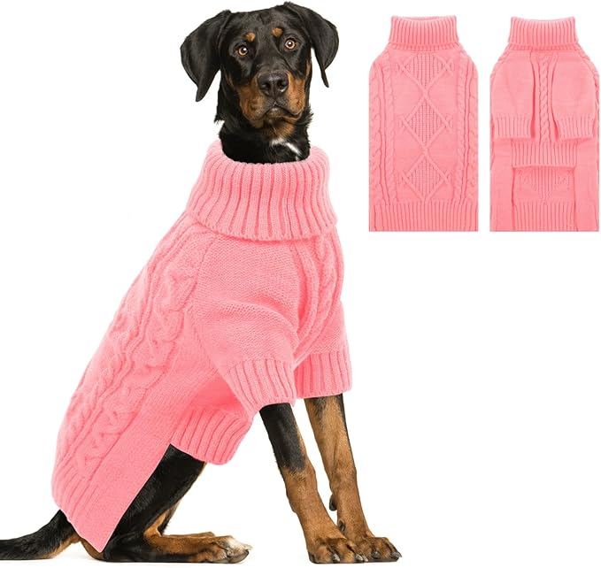 ASENKU Knitted Dog Sweater, Pullover Big Thermal Dog Winter Sweater, Turtleneck Doggy Sweaters for Large Medium Dogs Boy Girl,Warm Pet Sweatshirt for Labrador,Golden Retriever,3XL