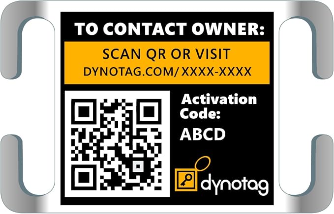 Dynotag® Web Enabled Super Pet ID Smart Tag. Slider Style w. DynoIQ™ & Lifetime Recovery Service (Open Slot, Tag only, for 3/4 inch Collar Band)