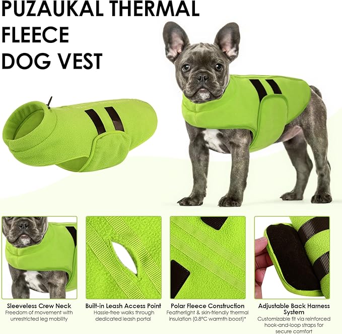 Dog Sweater,Adjustable Dog Sweaters for Small, Medium and Large Dogs Boys Girls, Dachshund Chihuahua Fleece Dogs Sweater(Green,S)