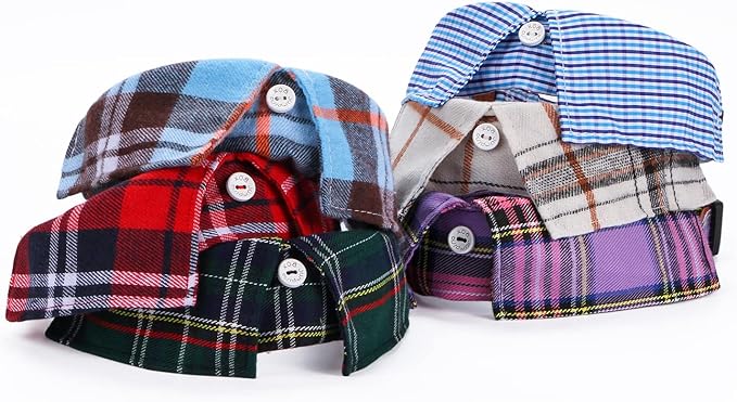 Faleela Cotton Plaid Shirt Style Dog Collar Soft Cute,Boy Dog Collar with Quick-Release Buckle,Adjustable Bow Tie Collar for Small Medium Large Dogs