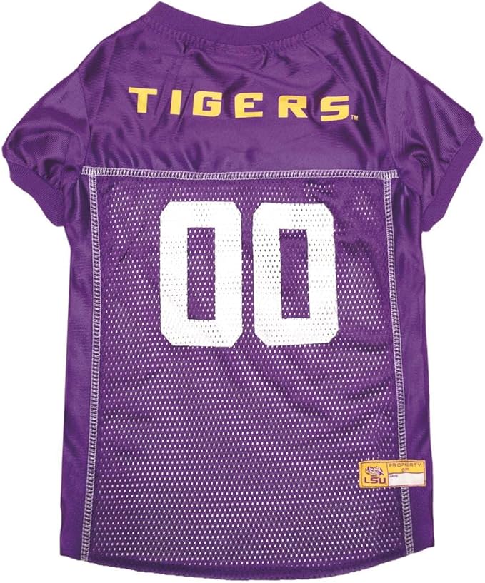 Pets First NCAA College LSU Tigers Mesh Jersey for DOGS & CATS, Small.Licensed Dog Jersey with your Favorite Football/Basketball College Team