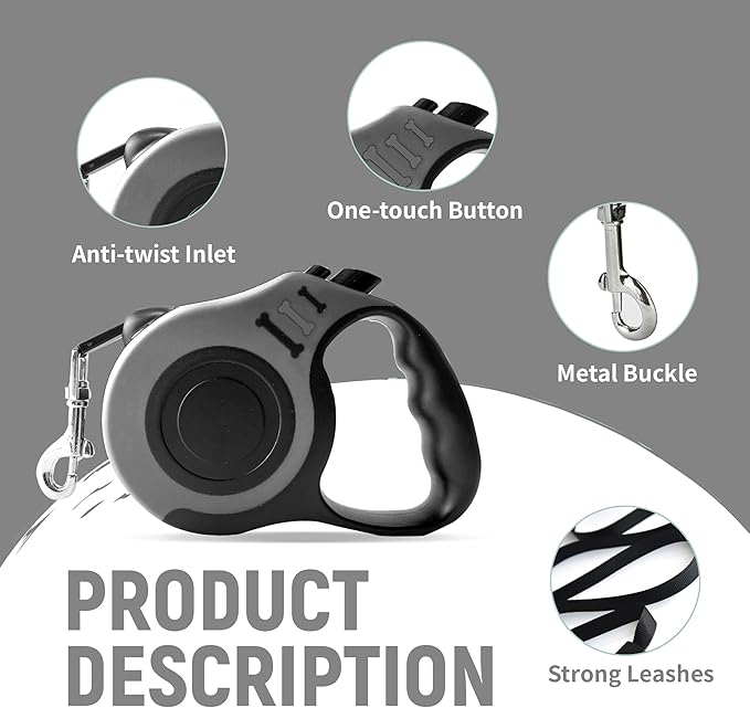 LIEVUIKEN Retractable Dog Leash Automatic Telescopic Tractor Dog Tape, Pet Tape 10/16 FT Durable and Convenient, with Non-Slip Handle, Suitable for Small and Medium-Sized Dogs