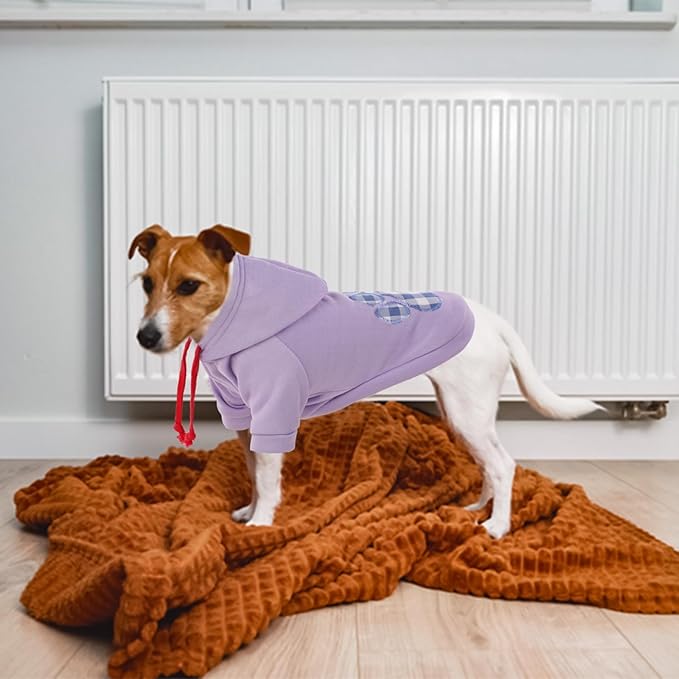 SAWMONG Dog Hoodie,Flannel Pet Hooded Sweater with Hat Puppy Pullover Sweater Shirt,Dog (Purple,XL)
