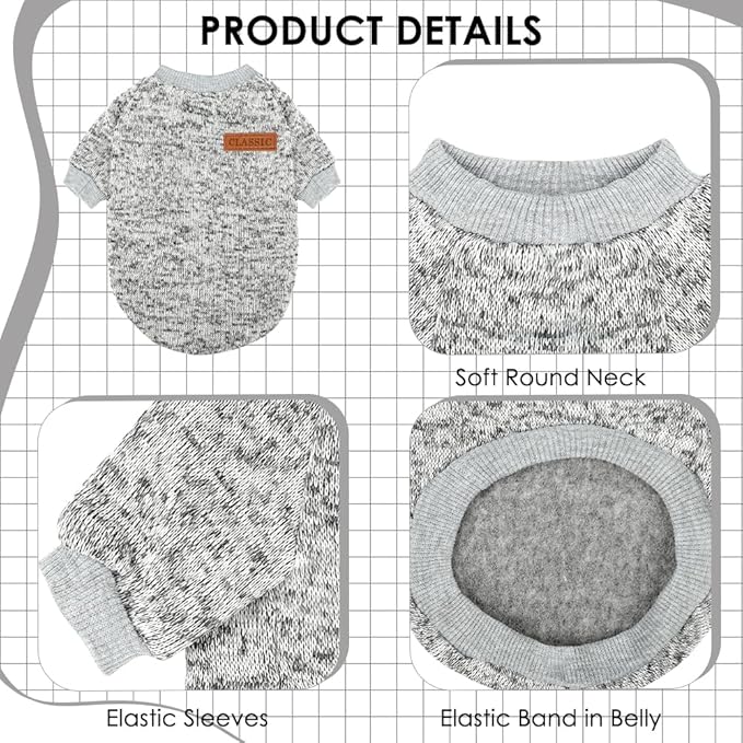 1 Pack Dog Sweaters for Small Dogs Girl Boy Winter Fleece Clothes Warm Soft Dog Sweatshirt Outfit for Dogs Cats Pet Apparel