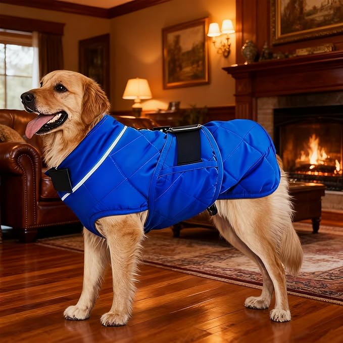 Weighted Dog Vest, Tactical Weight Coat with Beads for Dogs Anxiety- Relieve Stress, Build Muscle & Optimize Health, Premium Heavy Duty Dog Training Jacket for Exercise and Strength (Blue, XXL)
