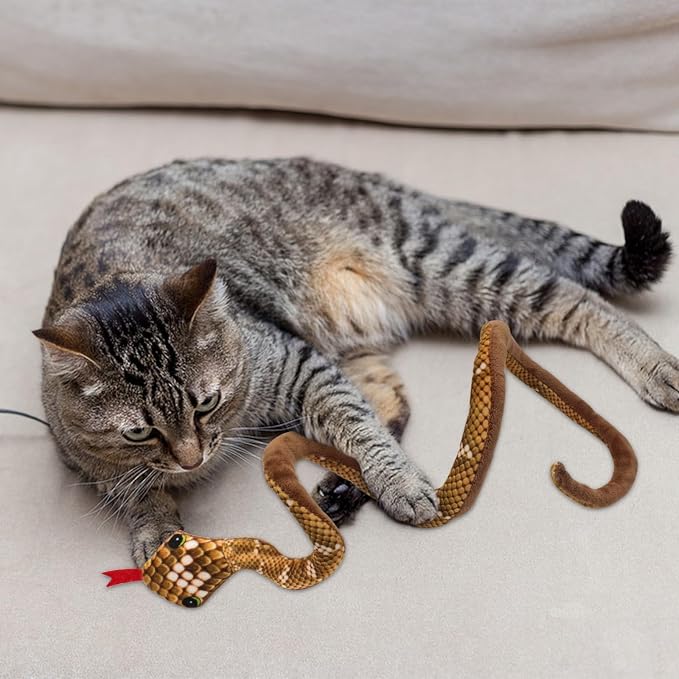 Andiker Catnip Toy, 31.5 inches Stuff Snake Interactive Snake Toy for Cats to Chew and Scrab (Orange)
