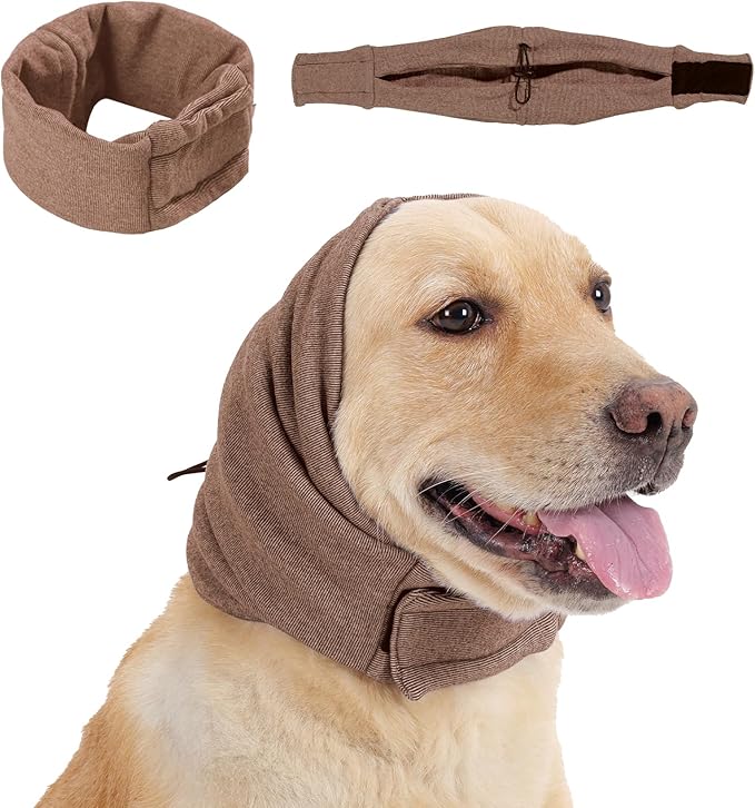 Dog Calming Hoodie, No Shake Ear Wraps for Dogs, Adjustable Dog Ear Muffs for Noise Protection, Ear Wrap Head Cover for Head Warp Anxiety Relief, Hematoma, Grooming and Force Drying