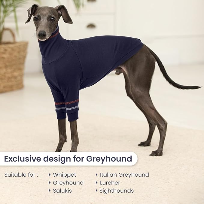 Greyhound Dog Sweater, Italian Coat for Large Dogs, Whippet Pullover Turtleneck Stretchy Knit Sweatshirt, Thermal Clothes Pajamas Sighthounds Jumpsuit for Cold Weather XXL