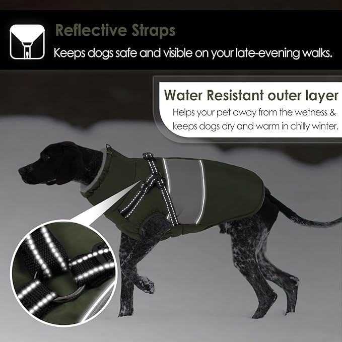 AOFITEE Small Dog Coat, Dog Winter Coat with Harness Built in, Warm Dogs Jacket with Zipper & Polar Fleece Collar, Waterproof Pet Snow Jacket Snowsuit for Schnauzer, Chihuahua Yorkshire, S