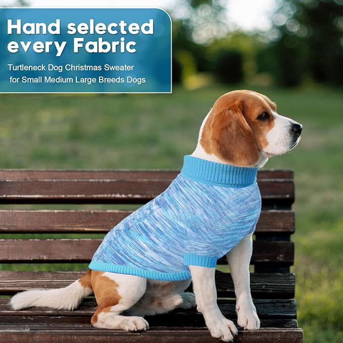 Pet Clothing,Turtleneck Dog Sweater,Sweaters for Dogs Boys and Girls,Pullover Dog Sweaters,Pet Knitted Clothes,Fit for Different Kinds Dogs,for Spring,Autumn and Winter(Blue L)