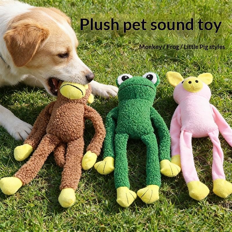 Plush Squeaky Dog Toy, Animal-Shaped Chew Toy for Small and Medium Dogs Interactive Play (Pink)