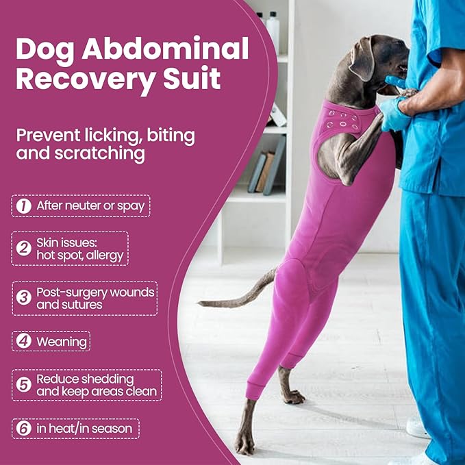Nanaki Dog Surgery Suit Female Spay, Leg Sleeves for Dog Rear Legs, Doggy Onesie for Surgery Female, Doggy Recovery Suit Male Abdomen, Pet Wound Care Heal Protector, Surgical Suits for Pet Spay
