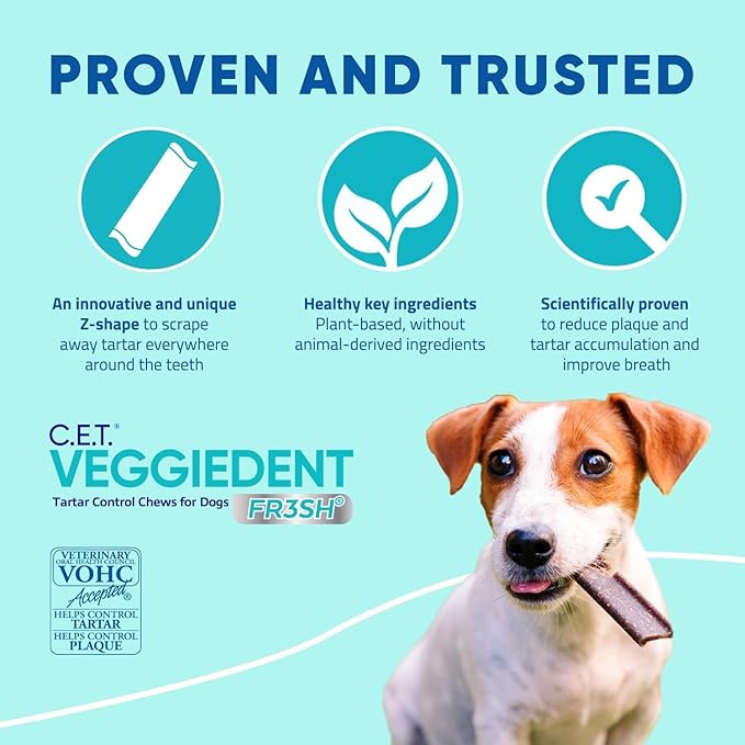 Virbac CET VEGGIEDENT FR3SH Tartar Control Chews for Dogs - Small