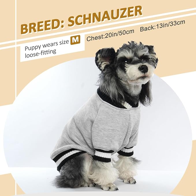 FUAMEY Dog Pullover Sweatshirt - Warm Dog Clothes, Soft Pet Fleece Sweater, Cute Doggie Outfit for Small Medium Dogs, Grey XS
