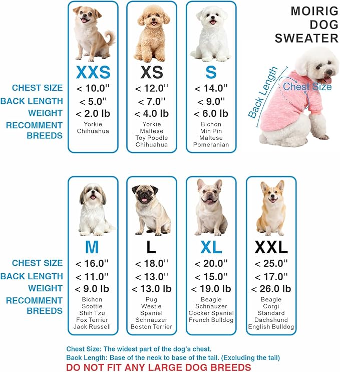 3 Pack Dog Sweater, Dog Sweaters for Small Dogs, Warm Soft Pet Clothes for Puppy, Medium Large Cat, Dogs Girl or Boy, Dog Shirt for Winter Christmas (Pink+Purple+HotPink, XX-Small)