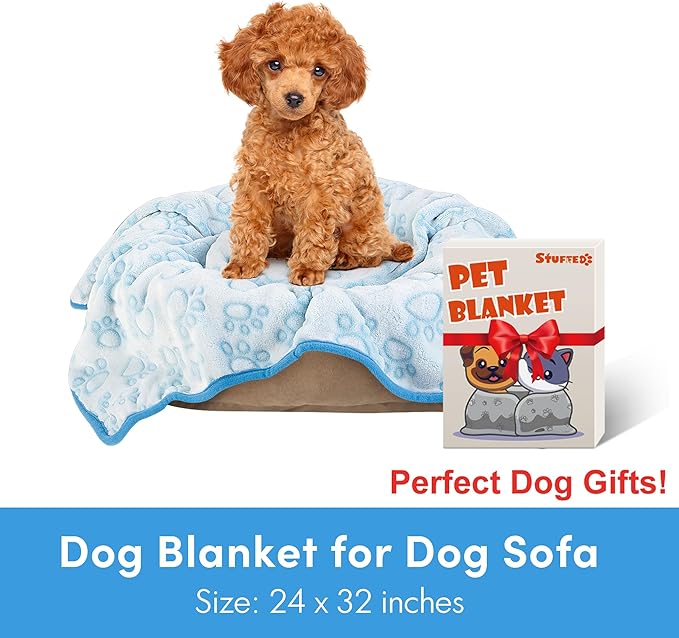 Stuffed Dog Blanket, Blue Premium Soft Throw Flannel Fleece Blanket for Medium Small Dogs, Pet Puppy Blankets for Kitten Cat, Christmas Pet Gift for Bed Cover, Couch, Crate(24x32 inch (Pack of 1))