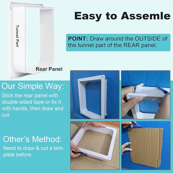 Lessmon Cat Door, L, 4-Way Lock, Outer Size 9.84x10.9x2.16in | 4-Way Lock for Pet Safety, Weatherproof & Durable, Easy DIY Installation, Fits Doors, Windows & Walls