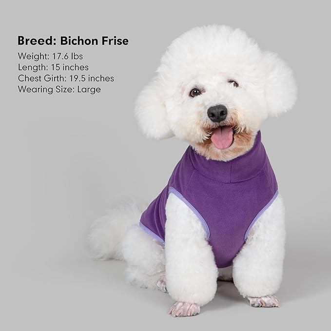 cyeollo Dog Sweaters for Medium Dogs Girl, Turtleneck Stretchy Pullover Fleece Dog Jacket, Warm Lightweight Winter Pet Clothes, Purple XL