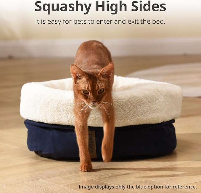 Petace Self Warming Cat Bed, 17.7" x 13.7" Anti-Slip Soft Round Thermal Pet Cushion Bed for Kittens, Cats, Puppies and Small Dogs, Gray