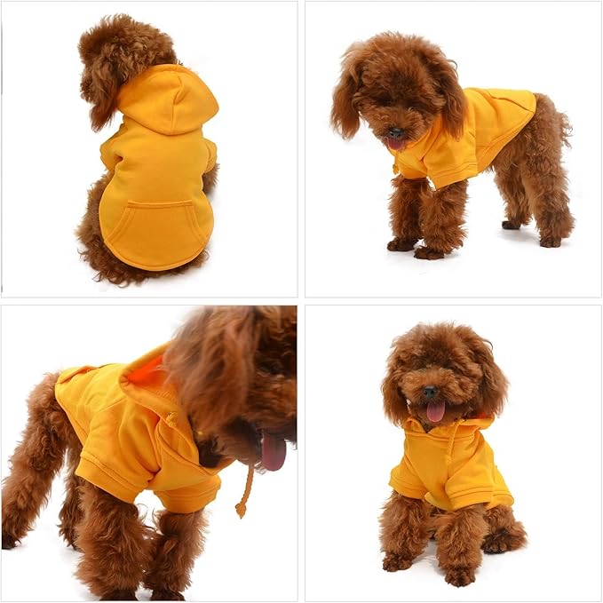 Lovelonglong Blank Basic Hoodie Sweatshirt for Dogs 100% Cotton Fits Small Medium Dachshund Large Dog Orange D-S