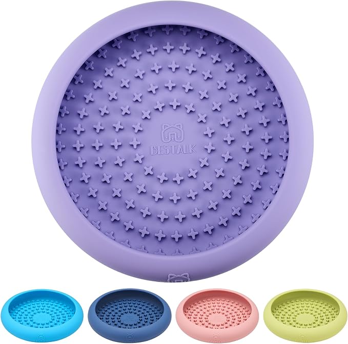 Dog Lick Bowl, Bestalk Anxiety Relief Slow Feeder Dog Lick Mat Treat Dispenser, Non-Slip Dogs Licking Bowl Enrichment Toys, BPA Free Silicone, Dishwasher Safe