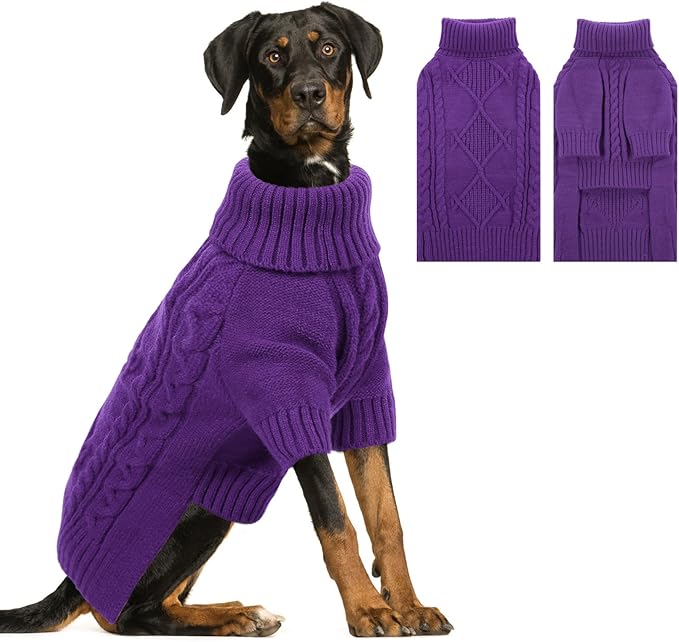 ASENKU Knitted Dog Sweater, Pullover Big Thermal Dog Winter Sweater, Turtleneck Doggy Sweaters for Large Medium Dogs Boy Girl,Warm Pet Sweatshirt for German Shepherd,Great Dane,5XL