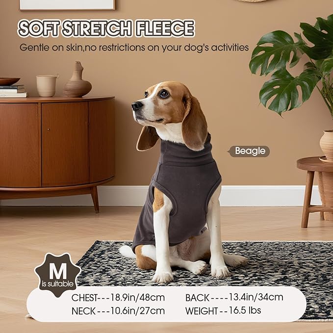FUAMEY 2 Pack Dog Fleece Vest for Extra Small Dogs,Maltese Chihuahua Stretchy Dog Sweatshirts Warm Dogs Pullover Winter Pet Sweaters with Leash Hole Puppy Turtleneck Sleeveless Grey XS