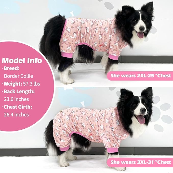 KYEESE Dog Pajamas Velvet Dog Pajamas Large Sized Dogs Soft Dogs Clothes Pjs with Unicorn Pattern Stretchy Pet Jammies Coat Comfy Pet Onesie Costume, 3X-Large