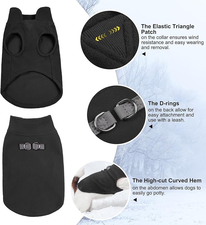 BEAUTYZOO Dog Fleece Vest Sweater Winter Jacket for Small and Medium Dogs with D-Ring Leash Cold Weather Coat Hoodie for XS S M Dogs Boy or Girls