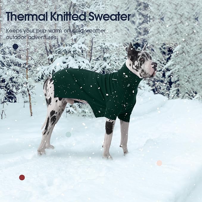 IECOii XXXL Dog Sweater,Warm Dog Sweaters for Extra Large Dogs Girl Boy,Stretchy & Cozy,Turtleneck Knitted Pullover for Pet Wear On Christmas,Easy On Doggy Sweatshirt for Labrador (Green,XXXL)
