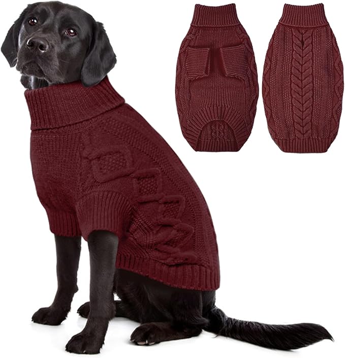 XXL Dog Sweater With Harness Hole - Red for Boy Girl, Extra Large Holiday Outfits, Thanksgiving Christmas for Pitbulls, Boxer, Labrador, Red 2XL