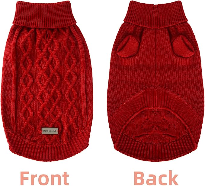 Dog Sweater Warm Pet Christmas Sweaters Pet Clothes Knitwear Dog Pullover for Poodle, West Highland, Pomeranian Puppy (Red S)