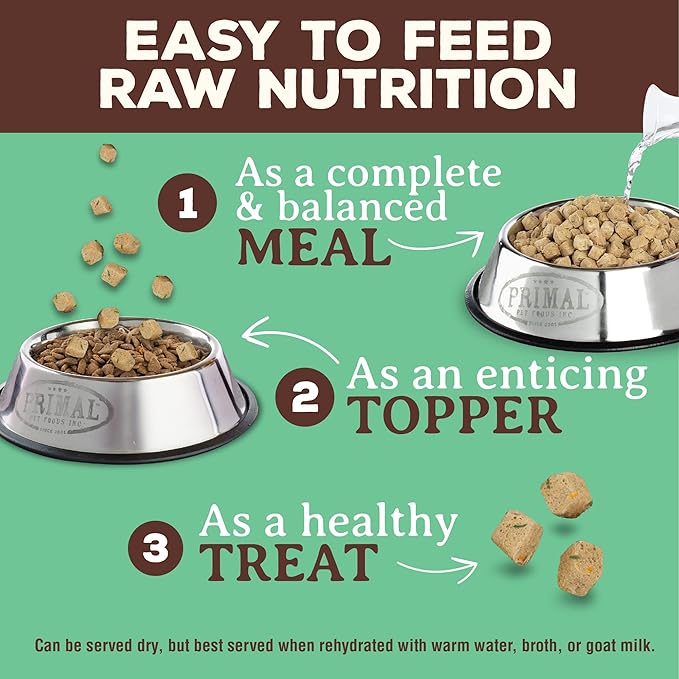 Primal Freeze Dried Dog Food, Pronto Mini Nuggets, Chicken; Scoop & Serve, Complete & Balanced Meal; Also Use As Topper or Treat; Premium, Healthy, Grain Free, High Protein Raw Dog Food (25 oz)