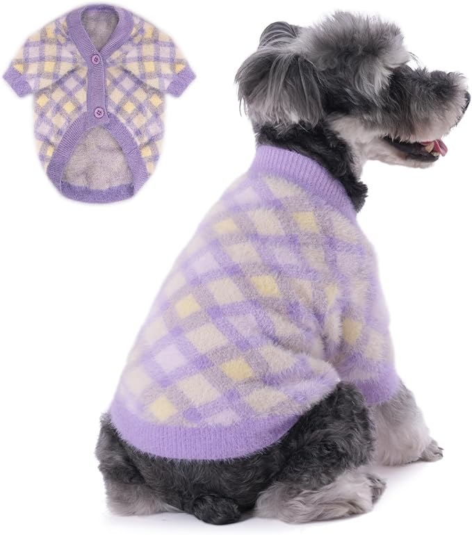 Dog Sweater, Sweaters for Small Dogs, Warm Soft Pet Clothes for Puppy, Medium Large Cat, Dogs Girl or Boy, Dog Shirt for Winter Christmas (Purple, Small)