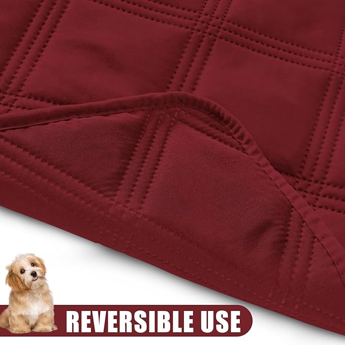 Smiry Waterproof Dog Bed Cover Blanket 30x70, Soft Reversible Pet Blanket, Washable Leakproof Cats Dogs Couch Cover for Sofa, Couch, Furniture, Lattice, Wine Red/Wine Red