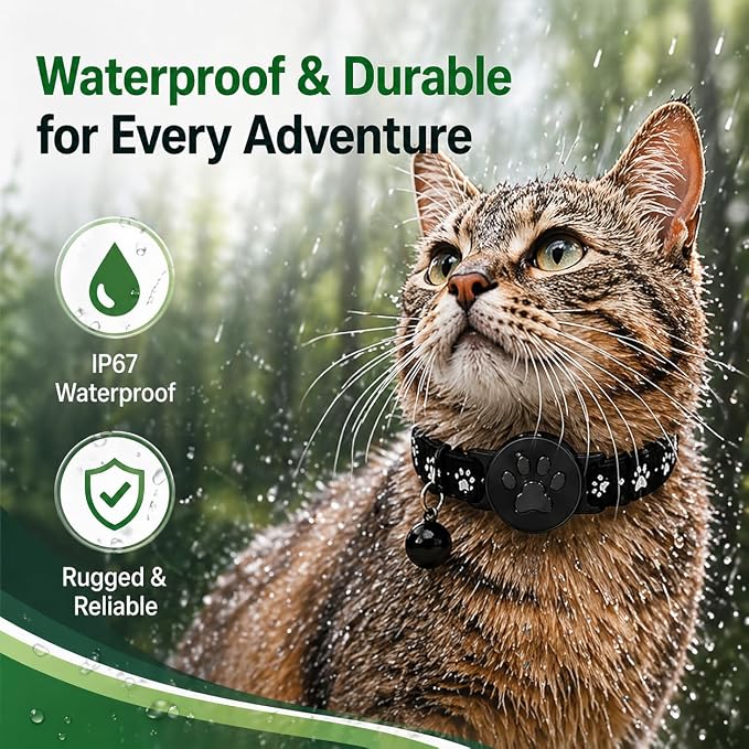 Pet Tracker,GPS Collar for Cats (Android Only) Smart tag,Waterproof Compatible with Google Find My,No Monthly Fee,Advanced Tracking Solution Smart Collar for Pet Safety Ideal Small Large Cats