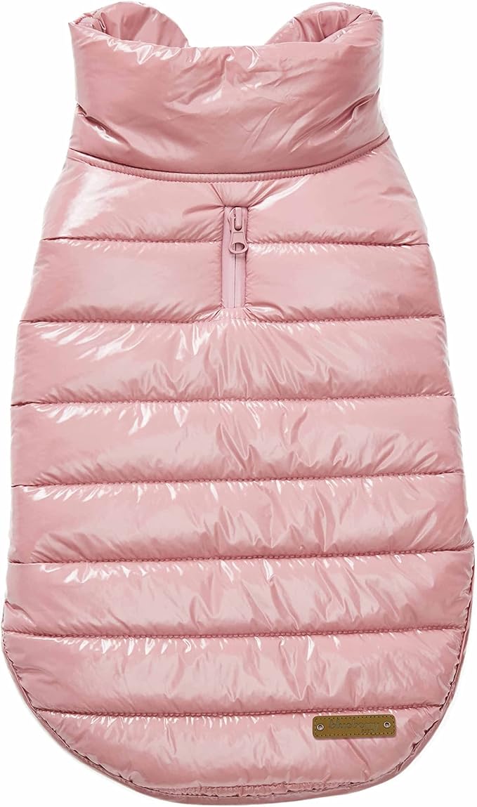 Blueberry Pet Cozy Mauve Pink Puffer Jacket – Windproof Quilted Winter Coat for Small Dogs, Size 10 (12.5" Back Length), Warm Outdoor Accessories