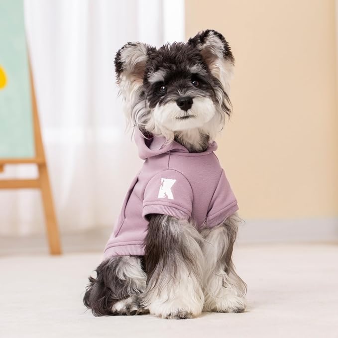 Koneseve Dog Hoodie & Cat Sweater, Warm Fleece Hooded Sweatshirt with Pocket for Small to Large Pets, Cozy Winter Outfit, Purple, 3XL