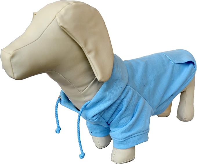 Lovelonglong Blank Basic Hoodie Sweatshirt for Dogs 100% Cotton Fits Small Medium Dachshund Large Dog SkyBlue D-M