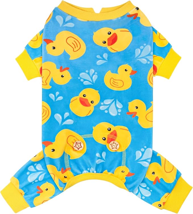 KYEESE Dog Pajamas Comfy Pet Coat Pet Costume Pets Pjs Stretchy Dogs Clothes Blue Floating Duck Doggie Jammies Velvet Dog Pajamas Small Sized Dogs Soft Pets Clothes Puppy Onesie, X-Small
