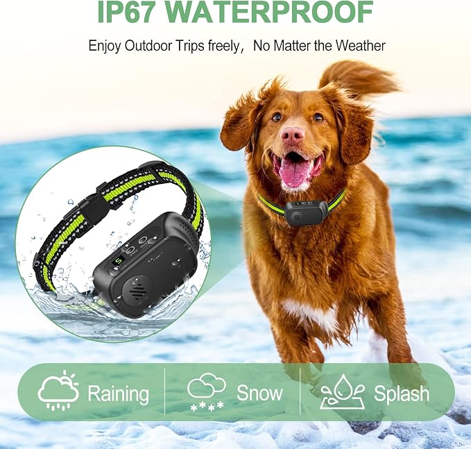 Rechargeable Dog Bark Collar with Beep Vibration and Shock,Anti Barking Collar for Small Medium Large Dogs, Humane Dog Training Device with 5 Adjustable Sensitivity Levels