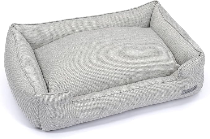 Jax & Bones Dog Bed Lounge - Machine Washable Bed for Dogs - Extra Heavy Duty Bolstered Sides - Medium Grey Dog Mat Beds | 32 x 27 Inches