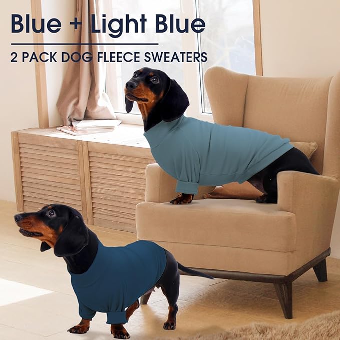 IECOii 2 Pack XXL Dog Fleece Sweater for Large Dogs, Warm Dog Turtleneck with Stretch for Pitbull Sweater, Fall Winter Pullover Dogs Sweatshirt with Sleeve, Indoor & Outdoor Sweaters for Walking, 2XL