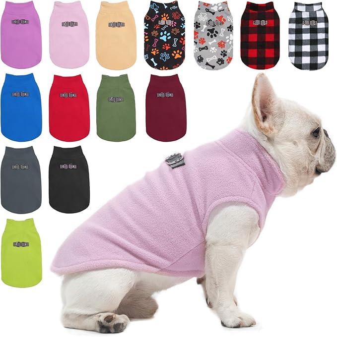BEAUTYZOO Dog Fleece Vest Sweater Winter Jacket for Small and Medium Dogs with D-Ring Leash Cold Weather Coat Hoodie for XS S M Dogs Boy or Girls