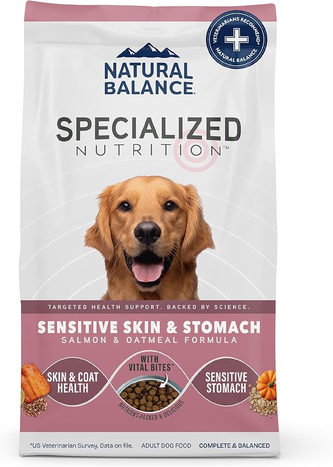 Natural Balance Specialized Nutrition Dry Dog Food with Salmon and Oatmeal for Dogs, Sensitive Skin & Stomach Dog Food, Natural Ingredients with Added Vitamins & Minerals - 3.5 lbs